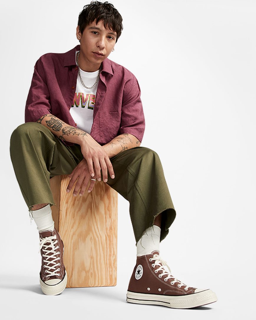 Men's Converse Chuck 70 Vintage Canvas High Top Shoes Brown / Black | AU 04CE9R